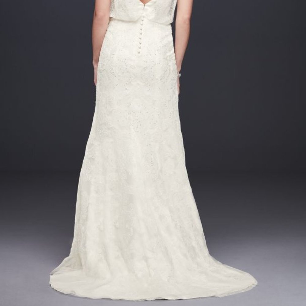 Melissa Sweet Beaded Blouson Two-Piece Sheath Wedding Dress Ivory size 6 - Picture 5 of 6